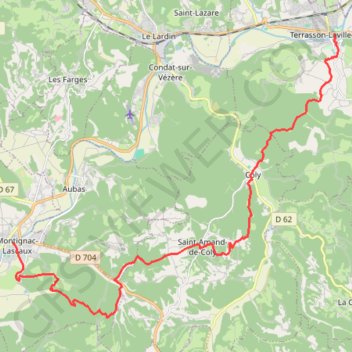 GR461 De Montignac à Terrasson-Lavilledieu (Dordogne) GPS track, route, trail