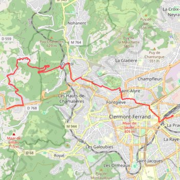 Gare SNCF de Clermont-Ferrand - Route de la Baraque, 63870 Orcines GPS track, route, trail