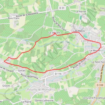 Marche - pierres dorées - vert - Liergues GPS track, route, trail