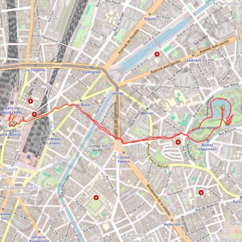 Sortie des Buttes Chaumont GPS track, route, trail