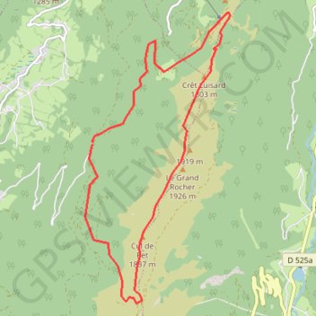Crêt du Poulet GPS track, route, trail