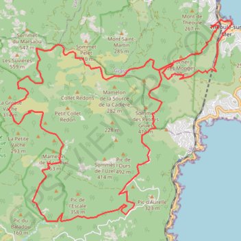 Pic de l'Ours, par les singles de Théoule et le ravin des Lentisques GPS track, route, trail