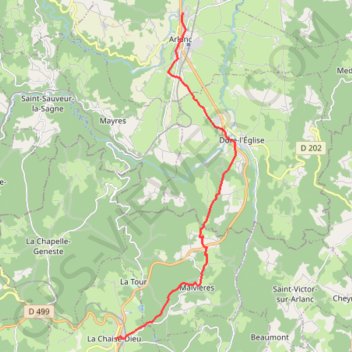 Arlanc - La Chaise Dieu GPS track, route, trail