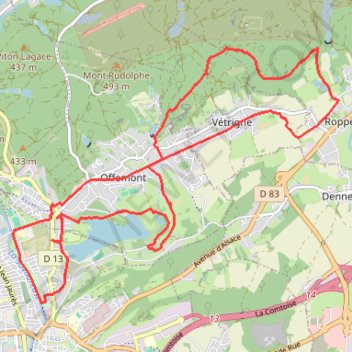 Belfort : circuit à l'étang des Forges et dans le bois de Vétrigne GPS track, route, trail