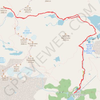 Pico-Tebarray-2886m: 15-08-2018 GPS track, route, trail