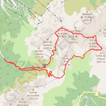 Belledonne - Crêtes de la cime de la Jasse à La Belle Etoile GPS track, route, trail