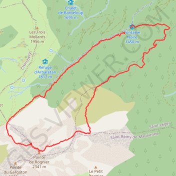 Le Rognier depuis Fontaine Noire GPS track, route, trail