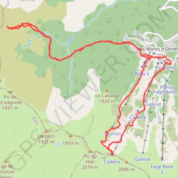 Ski de randonnée - Les Monts d'Olmes GPS track, route, trail