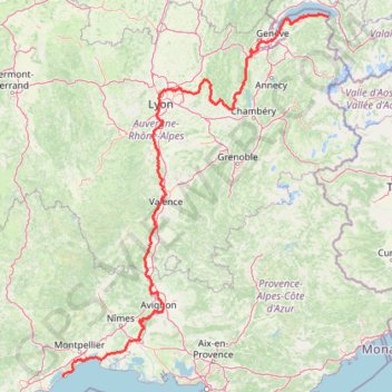 ViaRhôna tracé complet de Saint-Gingolph à Sète GPS track, route, trail