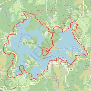 Lac de Vassivière - Vauveix GPS track, route, trail