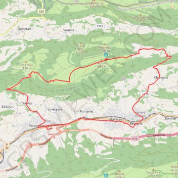 Suisse, montée à la tour de Moron GPS track, route, trail