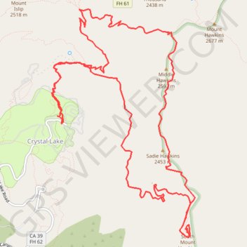 South Mount Hawkins, Sadie Hawkins and Middle Hawkins Loop GPS track, route, trail