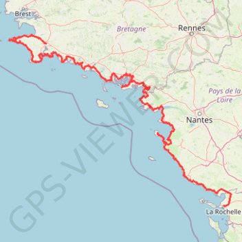 La Rochelle (17000), Charente-Maritime, Nouvelle-Aquitaine, France - Quimper (29000), Finistère, Bretagne, France GPS track, route, trail