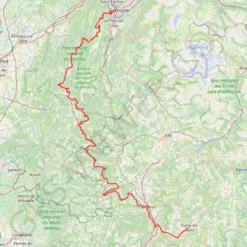 Grenoble - Sisteron - Digne-les-Bains GPS track, route, trail