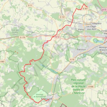 GR1 De Rambouillet à Feucherolles (Yvelines) GPS track, route, trail