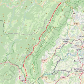 Bellegarde-sur-Valserine (01200), Valserhône, Ain, Auvergne-Rhône-Alpes, France > 3 Chemin de Sous Montoiseau (Lajoux) GPS track, route, trail